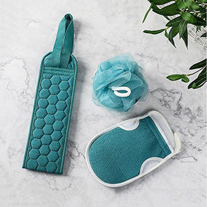 Exfoliating Mitts Microdermabrasion at Home, Loofah Back Scrubber Soft Infused Shower Scrubber Exfoliating Gloves Visibly Lift Away Dead Skin Exfoliating Loofah Back Scrubber for Shower 3 Pcs