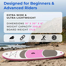 Load image into Gallery viewer, Crew Axel Inflatable Stand Up Paddle Board (6” Thick) Non Slip SUP W Premium Backpack, 3 Fins, Floating Paddle, Pump, &amp; Leash (10’ x 30” x 6”) Light Weight (17lb) Wide Stance Kids &amp; Adults (Pink)
