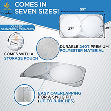 Load image into Gallery viewer, EcoNour Car Windshield Sun Shade with Storage Pouch | Durable 240T Material Car Sun Visor for UV Rays and Sun Heat Protection | Car Interior Accessories for Sun Heat | Classic (59 inches x 29 inches)
