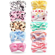 Load image into Gallery viewer, Cubaco Spa Headband Hair Wrap Spa Facial Headbands for Women 10 Pack Bow Hair Band Bow Spa Headbands for Washing Face Soft Carol Fleece Bowknot Makeup Shower Headbands Head Wraps Shower Spa Mask
