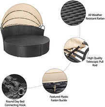 Load image into Gallery viewer, Homall Patio Furniture Outdoor Daybed with Retractable Canopy Wicker Furniture Sectional Seating with Washable Cushions for Patio Backyard Porch Pool Round Daybed Separated Seating (Beige)
