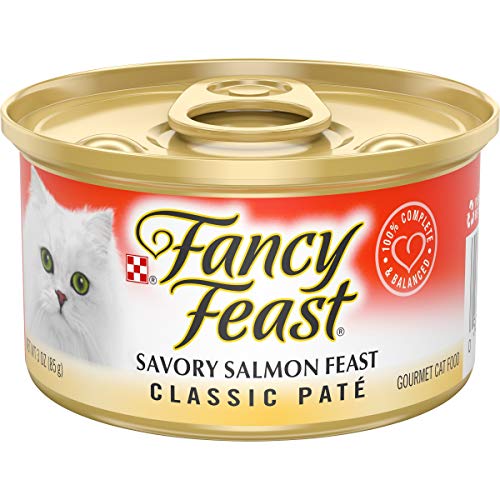 Purina Fancy Feast Grain Free Pate Wet Cat Food, Classic Pate Savory Salmon Feast - (Pack of 24) 3 oz. Cans