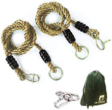 Load image into Gallery viewer, Tree Swing Ropes Hammock Chair Straps Hanging Kit with 2 Carabiners for Replacement, Adjustment or Extension - 6ft &amp; Holds to 600lbs, Perfect for Children Swing, Outdoor Hammock and Hanging Chair
