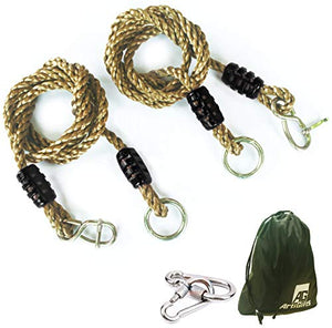 Tree Swing Ropes Hammock Chair Straps Hanging Kit with 2 Carabiners for Replacement, Adjustment or Extension - 6ft & Holds to 600lbs, Perfect for Children Swing, Outdoor Hammock and Hanging Chair