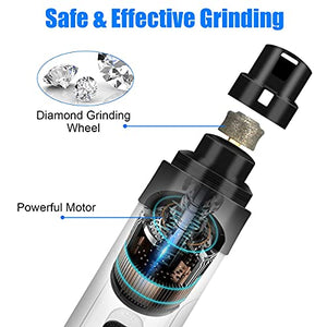 ATESON Dog Nail Grinder and Clippers with Safety Guard, Rechargeable Pet Nail Trimmers with Quite Low Noise for Large Medium Small Dogs and Cats, Pet Claw Grinder Clipper File