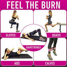 Load image into Gallery viewer, Vergali Fabric Booty Bands for Women Butt and Legs. Set of 4 Non Slip Cloth Resistance Working Out Band for Glute, Thigh, Squat with Workout Resistant Fitness Training Guide to Exercise at Home or Gym
