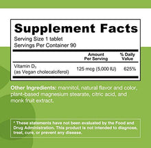 Load image into Gallery viewer, EZ Melts D3 as Cholecalciferol, 5,000 IU, Sublingual Vitamins, Vegetarian, Zero Sugar, Natural Apple Flavor, 90 Fast Dissolve Tablets
