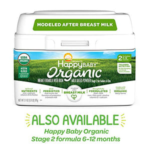 Happy Baby Organic Infant Formula Milk Based Powder with Iron, Stage 1, 21 Ounces, 4 Count (Packaging May Vary)