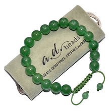Load image into Gallery viewer, AD Beads Natural 10mm Gemstone Bracelets Healing Power Crystal Macrame Adjustable 7-9 Inch (Green Aventurine)
