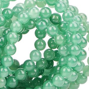 100Pcs Natural Crystal Beads Stone Gemstone Round Loose Energy Healing Beads with Free Crystal Stretch Cord for Jewelry Making (Green Aventurine, 6MM)