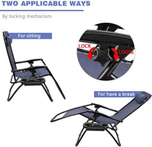 Load image into Gallery viewer, Homall Zero Gravity Chair Patio Folding Lawn Lounge Chairs Outdoor Lounge Gravity Chair Camp Reclining Lounge Chair with Cup Holder Pillows for Poolside Backyard and Beach Set of 2 (Blue)
