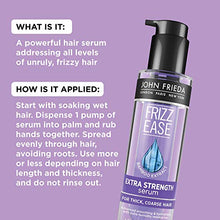 Load image into Gallery viewer, John Frieda Frizz Ease Extra Strength Serum, Nourishing Hair Treatment for Dry, Damaged, Frizzy Hair, Frizz Control and Heat Protectant with Bamboo Extract, Unscented, 1.69 Fl Oz
