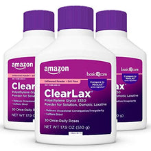Load image into Gallery viewer, Amazon Basic Care ClearLax, Polyethylene Glycol 3350 Powder for Solution, Osmotic Laxative, Pack of 3 (53.7 Ounces Total)
