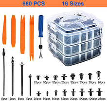 Load image into Gallery viewer, Kurala 680 PCS Car Push Retainer Clips 16 Most Popular Sizes Nylon Bumper Push Fasteners Rivet Clips Replacement Kit

