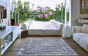 Persian-Rugs 2817 Distressed Blue 8 x 10 Area Rug Carpet Large New