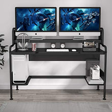 Load image into Gallery viewer, Tribesigns Computer Desk with Hutch, 55-Inch Large Gaming Desk with Storage Shelves, Studio Workstation Desk Studying Writing Table for Home Office
