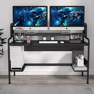 Tribesigns Computer Desk with Hutch, 55-Inch Large Gaming Desk with Storage Shelves, Studio Workstation Desk Studying Writing Table for Home Office