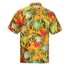 Load image into Gallery viewer, Havana Breeze Men's Relaxed-Fit 100% Linen Shirt Orange and Banana Leaf M
