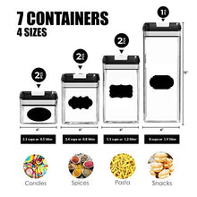 Load image into Gallery viewer, CINEYO 7 Pc's Airtight Food Storage Container &amp; Mop and Broom Holder Wall Mount (Black)
