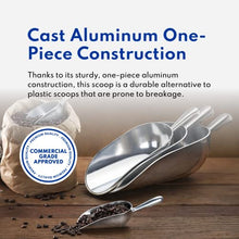 Load image into Gallery viewer, New Star Foodservice 34547 One-Piece Cast Aluminum Round Bottom Bar Ice Flour Utility Scoop, 24 -Ounce, Silver (Hand Wash Only)
