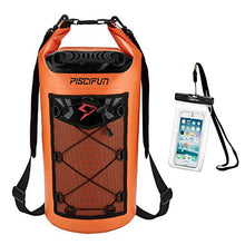 Load image into Gallery viewer, Piscifun Waterproof Dry Bag Backpack 20L Floating Dry Backpack with Waterproof Phone Case for Water Sports - Fishing Boating Kayaking Surfing Rafting Camping Gifts for Men and Women Orange
