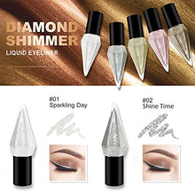 Load image into Gallery viewer, Erinde 5 Colors Glitter Eyeliner Liquid Set, Metallic Shimmer Eyeshadow, Silver Gold Diamond Eye Liner Stick, Long Lasting Glow Eyeliner Eye Shadow, Ideal Gift Make Eyes Sparkle
