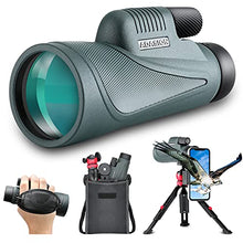 Load image into Gallery viewer, 12x56 HD Monocular Telescope with Smartphone Adapter, Upgraded Tripod, Hand Strap - High Power Monocular with Clear Low Light Vision for Star Watching - Lightweight Monocular for Bird Watching Hunting
