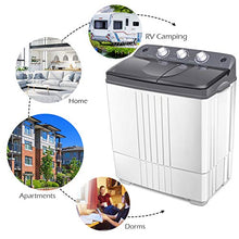 Load image into Gallery viewer, COSTWAY Washing Machine, Twin Tub 20Lbs Capacity, Washer(12Lbs) and Spinner(8Lbs), Portable Compact Laundry Machines Durable Design Energy Saving, Rotary Controller and Washer Spin Dryer(Grey + White)
