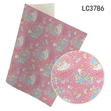 Load image into Gallery viewer, 5pcs Fake Leather Fabric for Sewing Clothe Furniture Eco Imitation Sheets Cartoon Gemini and Girl Pattern DIY Bow Hair Accessories Supplies 2230cm/A4
