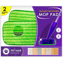 Load image into Gallery viewer, Turbo Mops Reusable Floor Mop Pads - Pack of 2, Machine Washable, 12-inch Microfiber Mop Refills - Compatible with Swiffer Wet Jet - Household Cleaning Tools﻿
