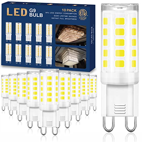 10 Pack G9 LED Bulb T4 Chandelier Light Bulbs 5000K Daylight, winshine 4W (40W Halogen Replacement) G9 Bi Pin Ceramic Base, 120V AC 360°Beam Angle for, Barthroom Lamp, Crystal Wall Lamp Not-Dimmable