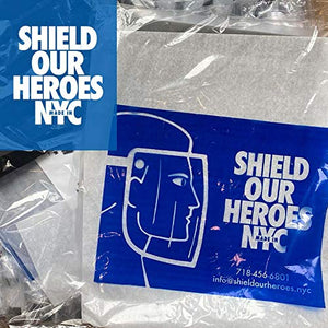 Shield Our Heroes NYC Protective Face Shield 5 Pack - Hand Made In USA - Hand Sewn - Durable - Clear Polycarbonate PETG - Comfort Foam - Form Fitting Elastic - Unisex