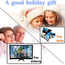 Load image into Gallery viewer, Cinyiuze 12&#39;&#39; 3D Curved Screen Magnifier for Mobile Phone, HD Magnifier Projector Screen Enlarger for Videos, Movies, Games, Foldable Phone Stand with Screen Amplifier, Compatible with All Smartphones
