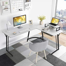 Load image into Gallery viewer, CubiCubi Modern L-Shaped Desk Computer Corner Desk, 59.1&quot; Home Office Writing Study Workstation with Small Table, Space Saving, Easy to Assemble, White
