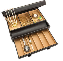 Load image into Gallery viewer, Stock Your Home Watch Box with Valet Drawer for Dresser - Mens Jewelry Box with Multiple Compartments - Jewelry Case Display Organizer for Mens Jewelry Watches, Men's Storage Boxes Holder
