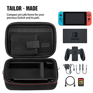 MoKo Carrying Storage Case for Nintendo Switch, Travel Carrying Storage Case Messenger Bag Compatible with Nintendo Switch Console, Dock, Controllers, Charger & Cable - Black