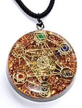 Load image into Gallery viewer, Metatron's Cube Merkaba 7 Chakras w/Crystals Stones Orgone Pendant Generator Energy Accumulator EMF Protection 2.25 inch
