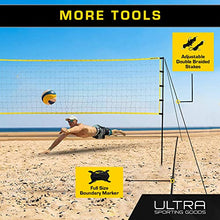 Load image into Gallery viewer, Ultra Sporting Goods Volleyball Net - Includes 32x3 Feet Regulation Size Net, 8.5-Inch PU Volleyball, Carrying Bag, Boundary Lines, Steel Poles &amp; Pump - Height Adjustable for Men, Women &amp; Co-Ed Games
