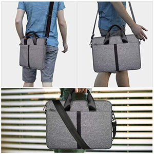 15.6 Inch Laptop Sleeve Shoulder Bag Waterproof Briefcase Handbag for HP Envy X360/Pavilion 15.6, Acer Aspire/Chromebook 15, Dell Inspiron 15, Lenovo Yoga 730 15.6, ASUS MSI 15.6 Carrying Case, Gray