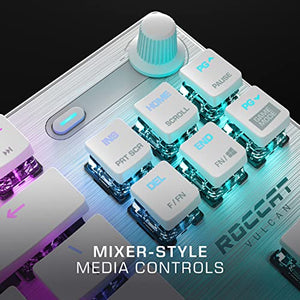 ROCCAT Vulcan TKL Pro PC Gaming Keyboard, Linear Optical Titan Switch, AIMO RGB Lighting, Tenkeyless Mechanical Feel Speed Keystroke, Low Profile Ergonomic Design for Wrist Rest Support, White
