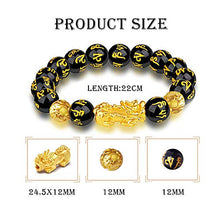 Load image into Gallery viewer, Feng Shui Black Obsidian Wealth Bracelet，Feng Shui Bracelet for Men/Women with Sagin Pixiu Character for Protection Can Bring Luck and Prosperity，Suitable for Any Occasion,Unisex
