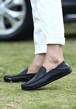 Load image into Gallery viewer, Go Tour Men's Premium Genuine Leather Casual Slip On Loafers Breathable Driving Shoes Fashion Slipper Black 10.5/46
