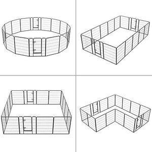 YAHEETECH 40-inch 16 Panel Dog Playpen - Heavy Duty Foldable Metal Pets Playpen Dog Exercise Pen Barrier Kennel with Door Portable Cat Duck Chicken Puppy Fence Outdoor & Indoor Black