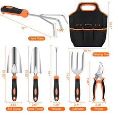 Load image into Gallery viewer, CHRYZTAL Garden Tool Set, Stainless Steel Heavy Duty Gardening Tool Set, with Non-Slip Rubber Grip, Storage Tote Bag, Outdoor Hand Tools, Ideal Garden Tool Kit Gifts for Women and Men
