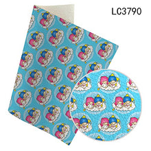 Load image into Gallery viewer, 5pcs Fake Leather Fabric for Sewing Clothe Furniture Eco Imitation Sheets Cartoon Gemini and Girl Pattern DIY Bow Hair Accessories Supplies 2230cm/A4
