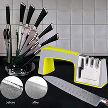 Load image into Gallery viewer, Knife Sharpener Kitchen Professional 4 In 1 Scissor Knife Sharpening Tool Chef&#39;s Best Choice Diamond, Tungsten Steel, Ceramic Stone, Non-Slip Base Professional Blades Sharpening Tools (yellow&amp;gray)
