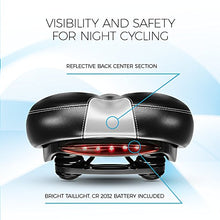 Load image into Gallery viewer, provelo Most Comfortable Bike Seat for Men Women - Wide Soft Padded Bicycle Saddle – LED Taillight – Clamp and Protection Cover Included – Comfort Memory Foam Cushion - Waterproof Leather
