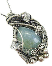 Load image into Gallery viewer, Wire-Wrapped Celestite Pendant in Sterling Silver with Herkimer Diamonds
