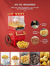 Load image into Gallery viewer, Ke- Popcorn Maker, 1200W Hot Air Popcorn Machine, Household Retro Popcorn Popper with Measuring Cup and ETL Certification, No Oil Needed BPA Free, for Party, Christmas, and Movie Nights, Red
