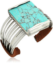 Load image into Gallery viewer, Robert Lee Morris &quot;Mosaic&quot; Semiprecious Turquoise Stone Multi Row Cuff Bracelet
